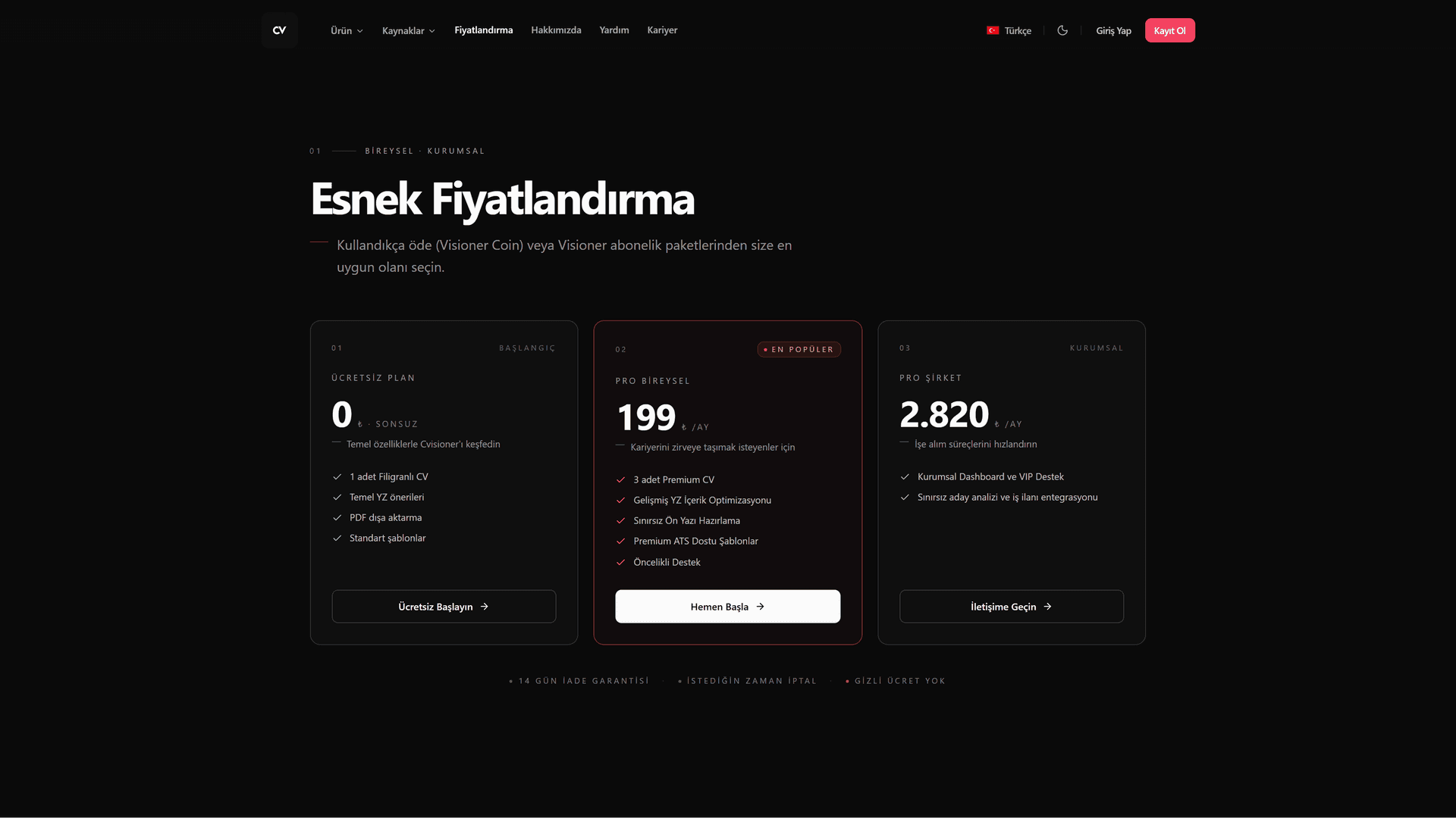 Fiyatlandırma